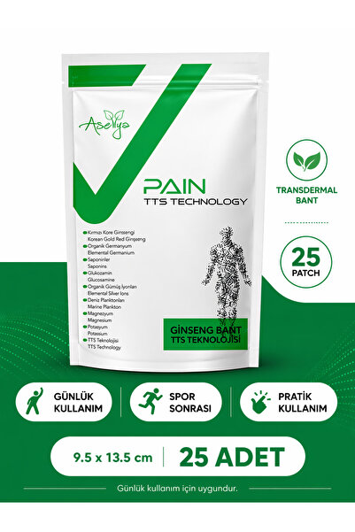 asellya sağlıklı yaşam Pain Premium Kas & Eklem için Transdermal Bant 25 Adet