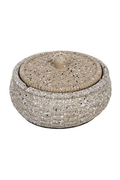 OEM Scrumieră rotundă din ciment sand cu capac Ø11x5 cm, design cald și modern