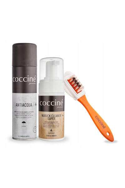 Coccine Set 3 in 1 pentru piele intoarsa si nubuc, Coccine, Perie cu doua fet...