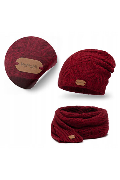 Pamami Set de dama, pamami, caciula strumfita cu esarfa, marime universala, 7...