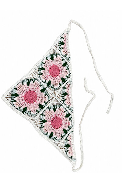 Sibel Günay Butik Hand Knitted Floral Motif Triangle Hair Bandana – Bohemian ...