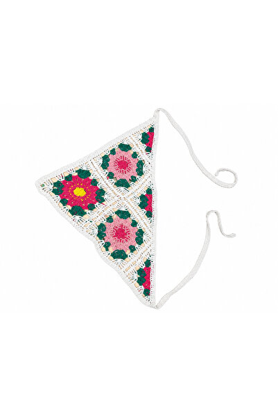 Sibel Günay Butik Bandană de păr triunghiulară tricotată manual cu motiv flor...