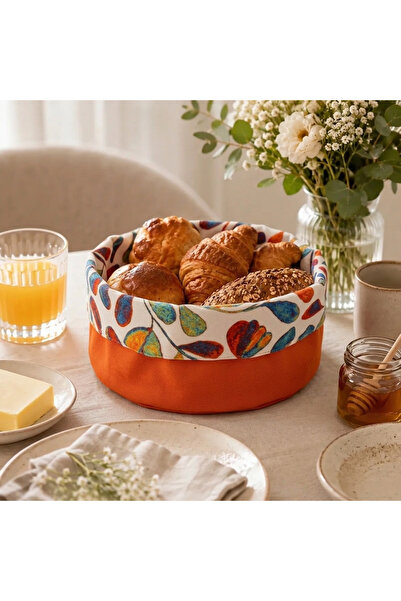 desenizmir Double-Sided Bread Basket with Colorful Leaf Pattern, Multi-Purpos...