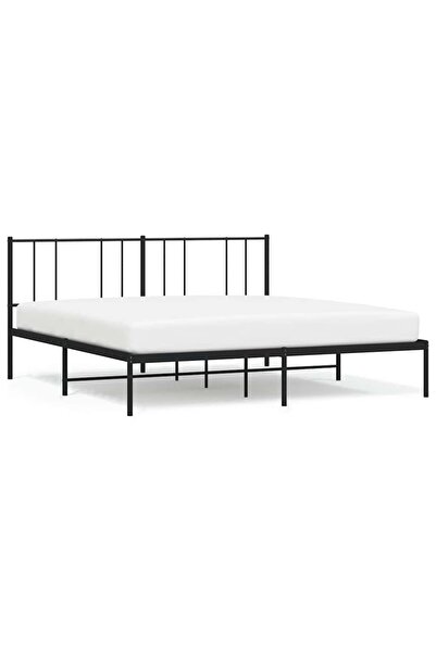 vidaxl Cadru de pat metalic cu tăblie, negru, 183x213 cm