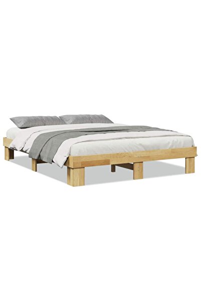 vidaxl Cadru de pat fără saltea 160x200 cm din lemn masiv de stejar