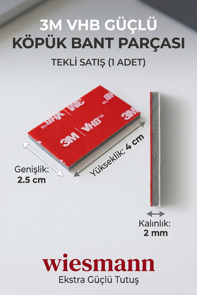wiesmann 3M VHB Güçlü Tutuşlu Suya ve Sıcağa Dayanıklı Çift Taraflı Köpük Ban...