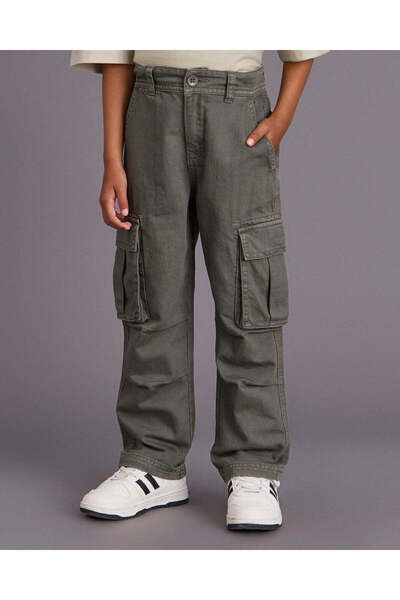 REDTAG Boys Olive Cargo Pants