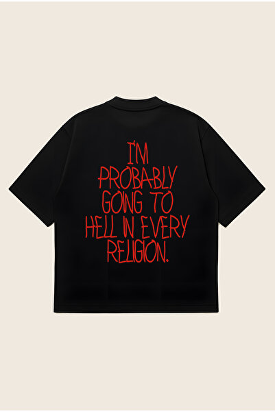 Moon Dancer Going to Hell Oversize Boxy Cut Unisex 100% pamučna majica sa pri...