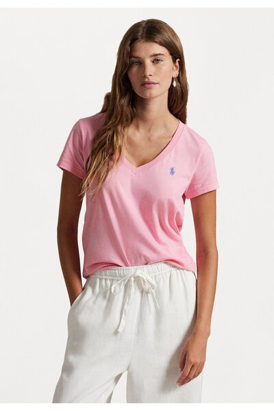 Ralph Lauren Black Label Pony İşlemeli V yakalı pamuklu jarse tişört