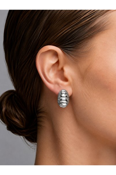 AUBRA Velora Twist Xuping Women's Steel Geometric Earrings Tarnish Resistant Silver Color |