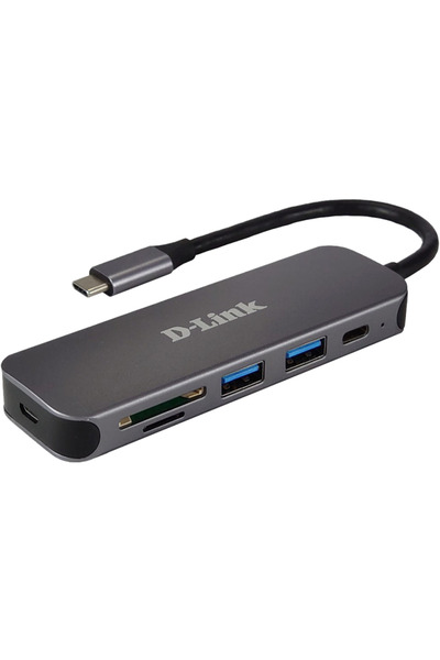 D-Link Hub USB-C DUB-2325, Cablu de 10 cm, Metalic, Argintiu