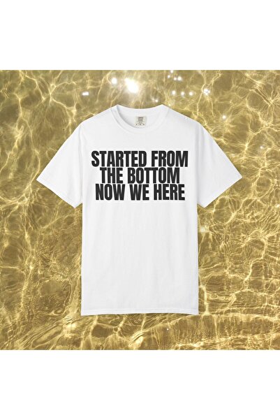 Grafftee Clothing تي شيرت دريك ستارتيد فروم بوتوم مطبوع للجنسين بمقاس كبير