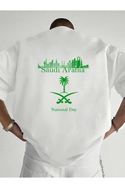 SAUDI Men and Women's 100% Cotton T-Shirt - Oversized Crew Neck Short Sleeve ...