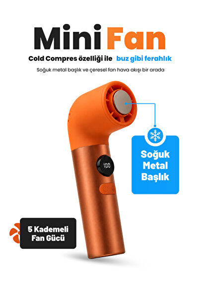 Seyoni Mini Fan Soğuk Kompres Özellikli Dijital Ekranlı 5 Kademeli 3000 mAh Ş...