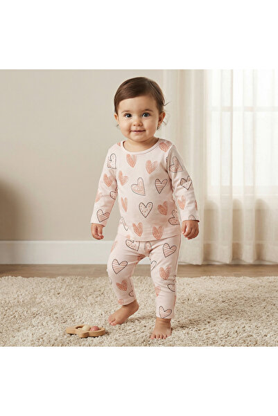 Juniors Cotton Round Neck Long Sleeve Pyjama Set with Elephant Print