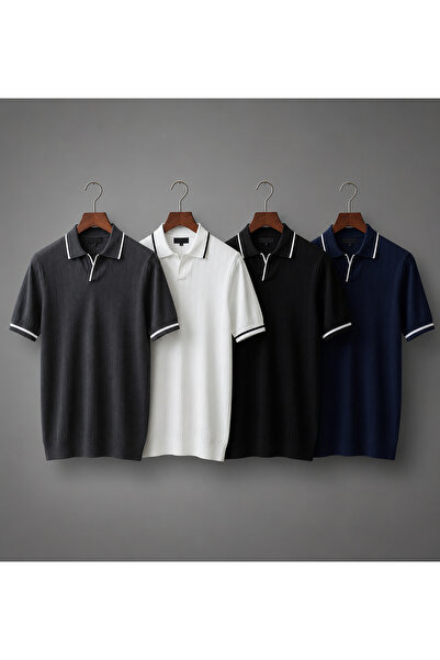 BUY CENTER Advantageous 4-Piece Set Men's Knitwear Basic T-Shirt Poloyaka 100...