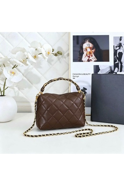 Generic TOP Choice Elegant Quilted Chenelly Top Handle Crossbody Bag with Cha...