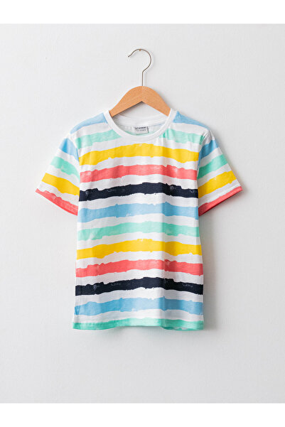 LC Waikiki Tricou de băieți cu guler rotund, cu dungi și mânecă scurtă