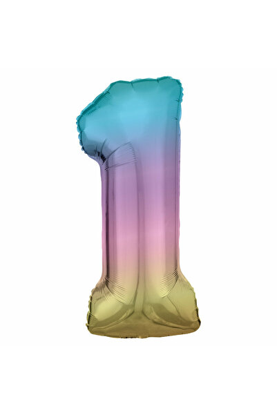 AMSCAN Folie balon mare număr 1 Curcubeu Pastel 38x86cm N34 ambalat 9909699