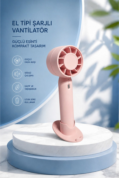 KATJMER Taşınabilir Mini El Fanı USB Şarjlı 3 Kademeli Sessiz Masaüstü Vantil...