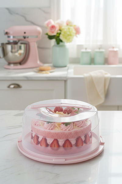 YAZICI 24 cm Cake Carrying and Storage Container |   Cake Pan with Lid |   Tr...
