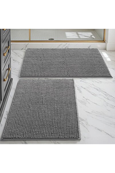 OEM Set Covorașe de Baie din Chenille Antiderapante Gri 50x80cm
