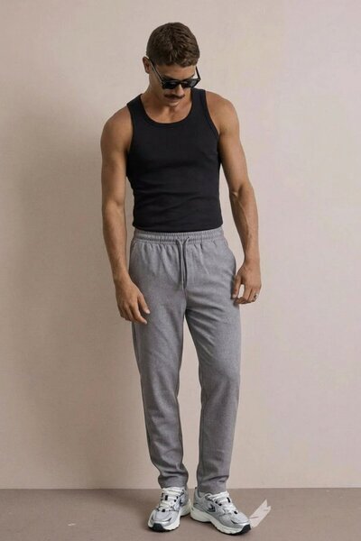 comstar Men's Basic Trend Anthracite Loose Trousers with Elastic Waist
