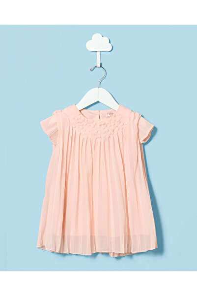 REDTAG Infant Girls Pink Pleated Dress