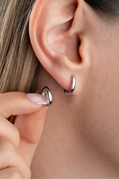 Silvano Jewelry 925 Ayar Gümüş 14 mm Taşsız Halka Küpe