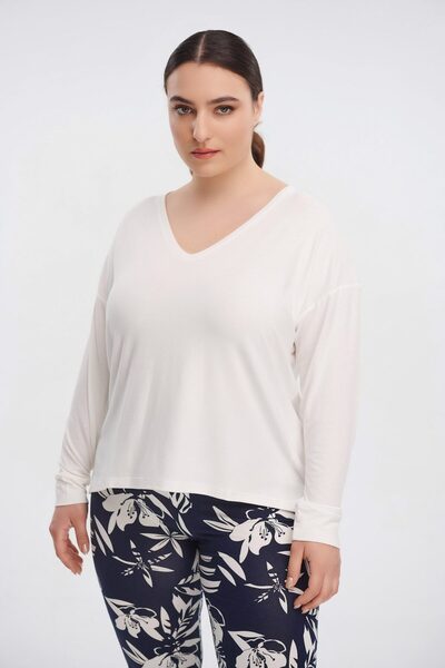 Jucita Μπλούζα plus size - Λευκό - Χαλαρή εφαρμογή