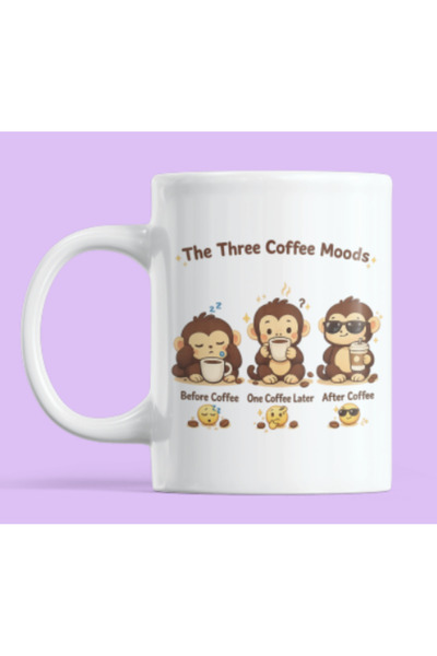 Nino Store The Three Coffee Moods Mug, Special for Coffee Lovers, Cute Monkey...