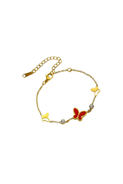 Black Season Luxury Gold Plated Butterfly and Compass Bracelet - 17cm Length