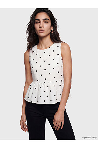LC Waikiki Rmz Gi̇yi̇m Farkiyla Zero Roba Collar Polka Dot Peplum Blouse