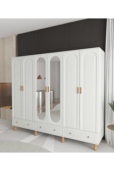 Teen & Bright MİLA 6 KAPAKLI ÇEKMECELİ GARDIROP - TAMAMI MDF