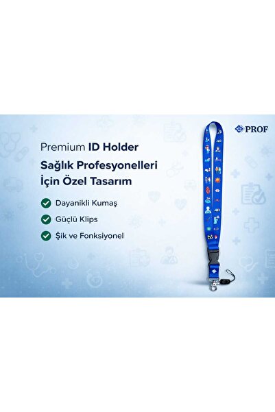 Prof . Premium Healthcare Workers Special Blue Neck Strap Lanyard Id Badge Ho...