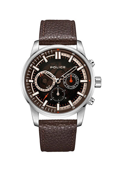 Police Mens Greenlane Leather Strap Chronograph Wrist Watch PEWJF 2227006 46 ...