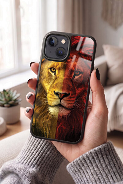 Apple iPhone 13 / 14 Uyumlu Aslan Portresi Tasarımlı Parlak Premium Kılıf