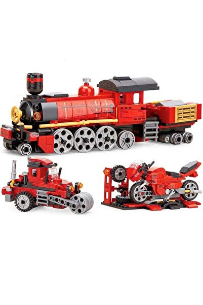 Arabest 3 in 1 City Building Kit,Train Sets,Motorcycle Transporter,Tractor,30...