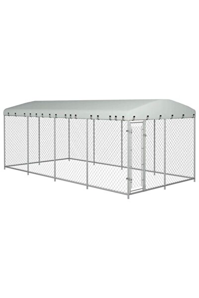 vidaxl Cușcă de exterior pentru câini cu acoperiș, 7.6 x 3.8 x 2.3 m