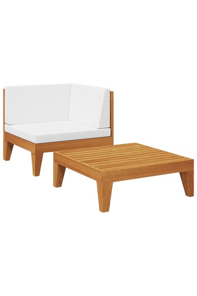 vidaxl Set mobilier de grădină cu perne, 2 piese, lemn masiv de acacia
