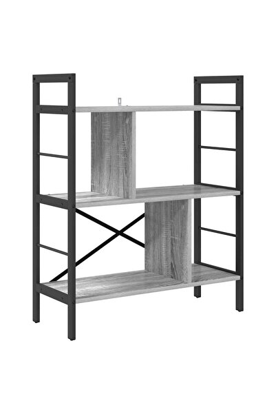 vidaxl Raft pentru cărți Gri Sonoma 75 x 30 x 91 cm Lemn compozit