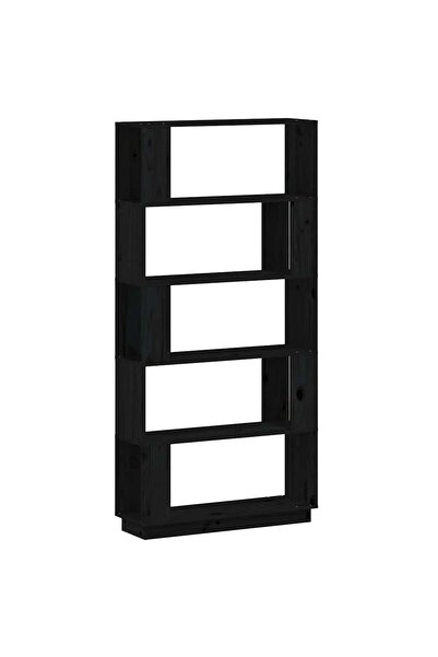 vidaxl Bibliotecă/Separator cameră negru 80x25x163,5 cm lemn masiv pin