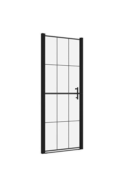 vidaxl Ușă de duș, neagră, 81 x 195 cm, sticlă securizată