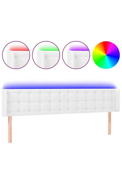 vidaxl Tăblie de pat cu LED, alb, 183x16x78/88 cm, piele ecologică