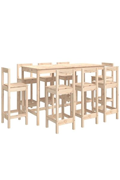 vidaxl Set de mobilier de bar din 9 piese, din lemn masiv de pin
