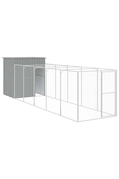 vidaxl Cușcă și țarc pentru câini gri deschis 165 x 659 x 181 cm oțel galvanizat