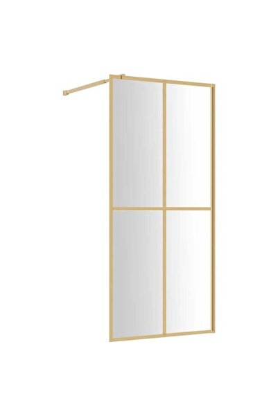 vidaxl Paravan de duș walk-in auriu, 90 x 195 cm, sticlă ESG transparentă