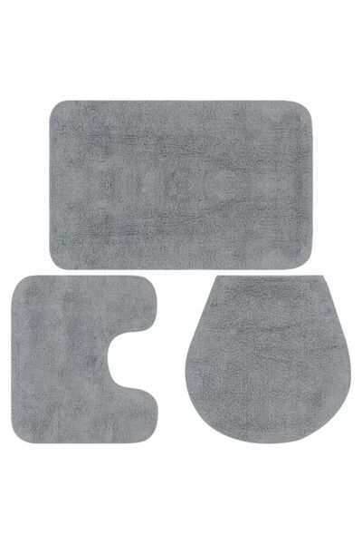 vidaxl Set de covorașe de baie, 3 piese, gri, material textil