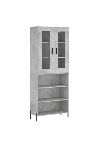 vidaxl Dulap înalt, Gri beton, 69.5 x 34 x 180, Lemn prelucrat