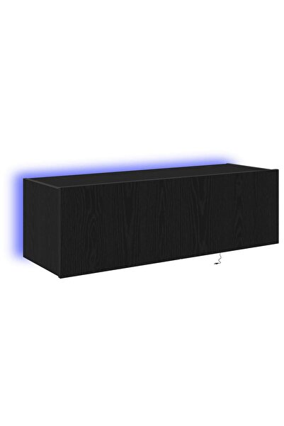 vidaxl Dulap TV de perete 2 pcs Stejar Negru 100 x 35 x 31 cm